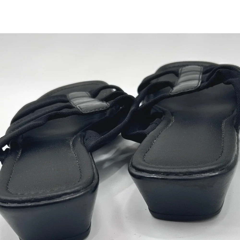 Mootsies Tootsies Black Elastic Multi-Strap Slide Sandals Size 6 Quiet Luxury